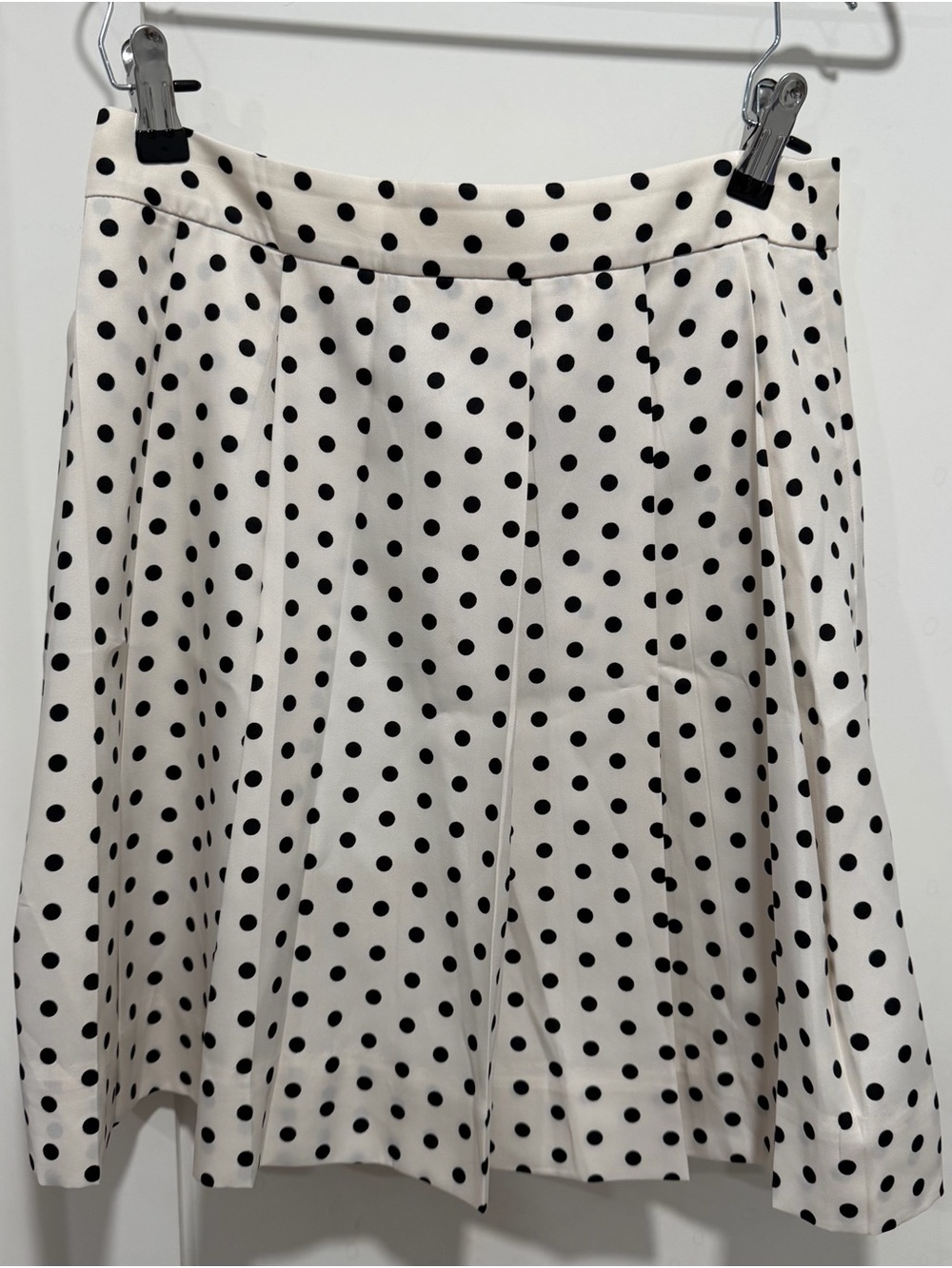 J. Crew Black Polka Dot A-Line Skirt on Cream Background